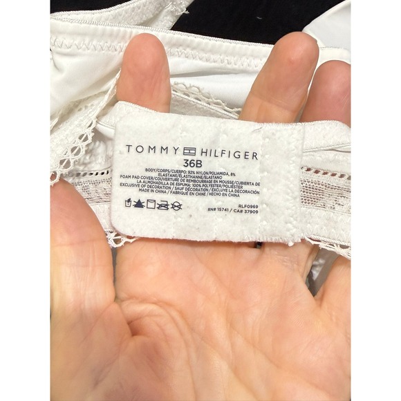 Tommy Hilfiger White Lace Trim T-Shirt Bra Padded Underwire Size 36B - Picture 5 of 5